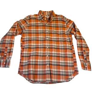 J. Crew Factory Button Down Shirt Summer Plaid XL Orange Long Sleeve Liteweight